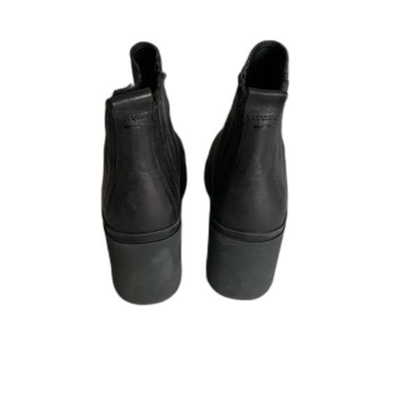 Eileen Fisher Black Kat Leather Wedge Ankle Bootie Pull-On Chelsea Style Sz 8 - Picture 4 of 12